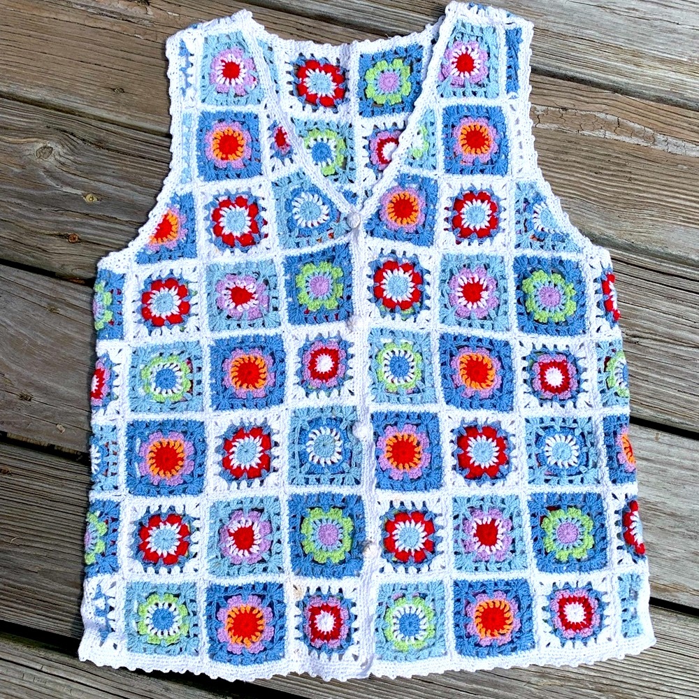 Floral crocheted vest